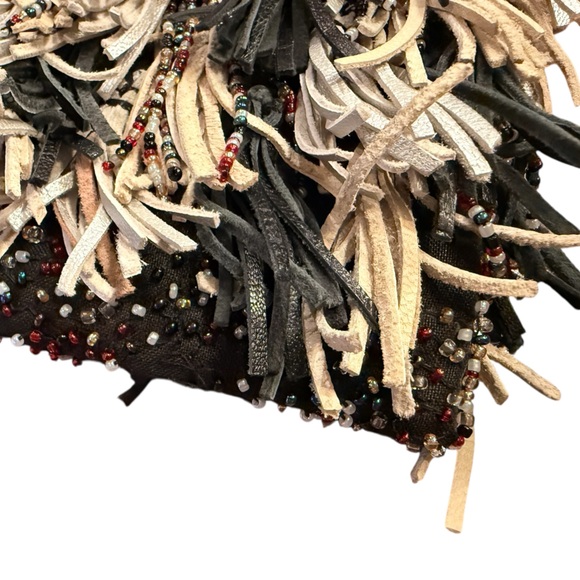 Anthropologie “Confetti” Fringe Clutch Beaded Bag - Picture 3 of 6